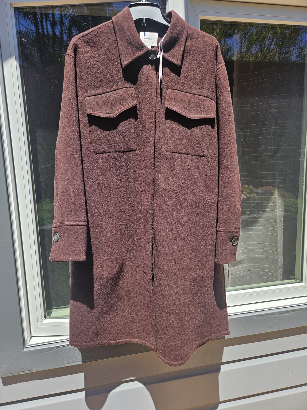 Vince Deep Burgundy Wool Single-Button Coat